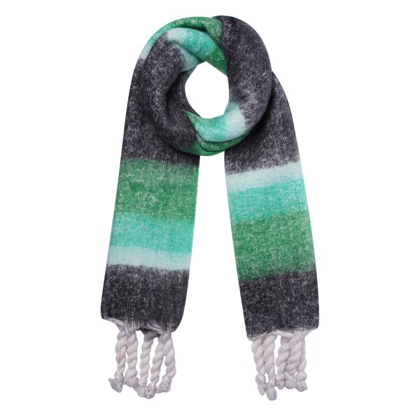 Kleurrijke gestreepte sjaal damessjaal groen grijs gestreept