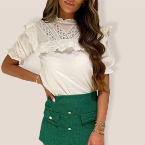 Witte broderie blouse Stylefever