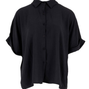 Zwarte blouse korte mouw Azzurro mode