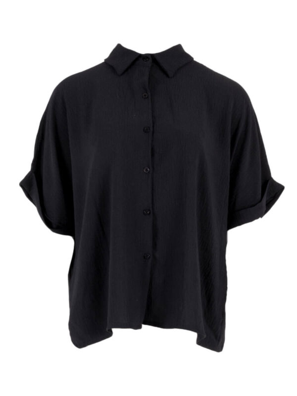 Zwarte blouse korte mouw Azzurro mode