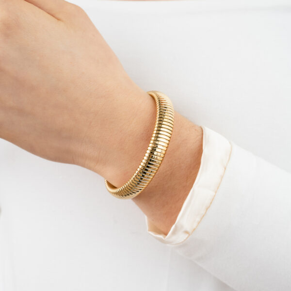 Stainless steel gouden armband met ribbels