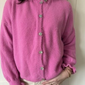 Alternative view of Roze knoop vestje met ruffles