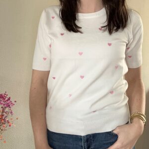 Witte top met roze hartjes Stylefever