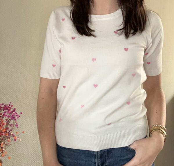 Witte top met roze hartjes Stylefever