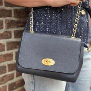 Donkerblauwe leren dames tas crossbody Stylefver