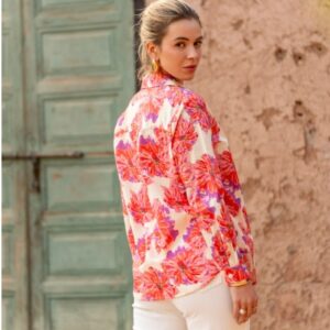 Bloemenprint blouse dames rood paars Stylefever