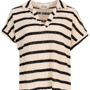 Azzurro zwart beige gestreepte top