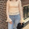 lace top beige kant Stylefever