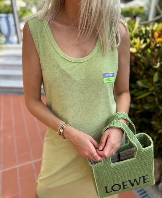 Groene badstof jurk mouwloos Azzurro 2 maxi jurk groen badstof Azzurro