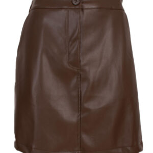 Bruine damesrok met zakjes leatherlook