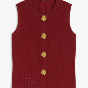Bordeaux gilet gouden knopen Stylefever