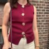 Bordeaux gilet gouden knopen Stylefever boutique 1