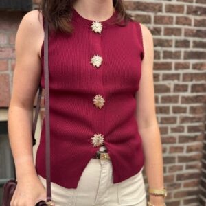 Bordeaux gilet gouden knopen