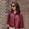Bordeaux leatherlook jasje oversized Stylefever