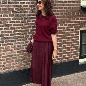 Bordeaux rok satijn Stylefever