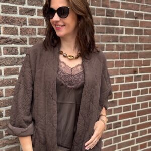 Bruin kimono jasje Stylefever