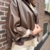 Bruin leatherlook oversized jasje