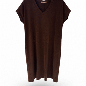 Bruine jurk vhals Stylefever