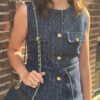 Donkerblauw tweed gilet Stylefever