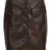 Donkerbruin leatherlook rokje met zakjes Azzurro Mode