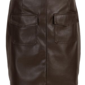 Donkerbruin leatherlook rokje met zakjes Azzurro Mode