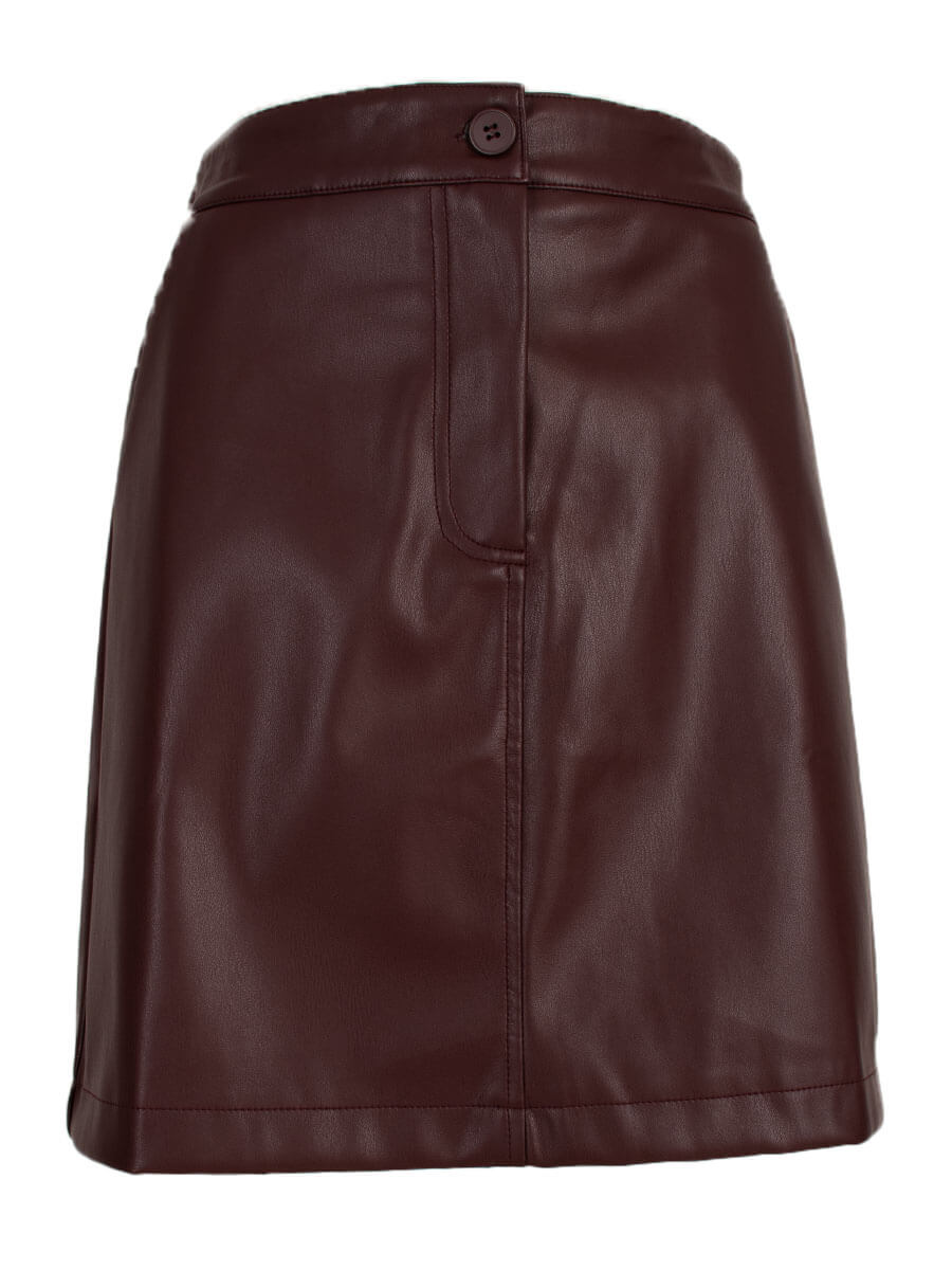 Bordeaux leatherlook rokje 1 Bordeaux leatherlook rokje met zakjes Azzurro mode