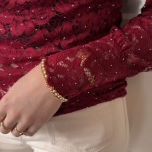 Alternative view of Bordeaux rode kanten top lange mouw Azzurro