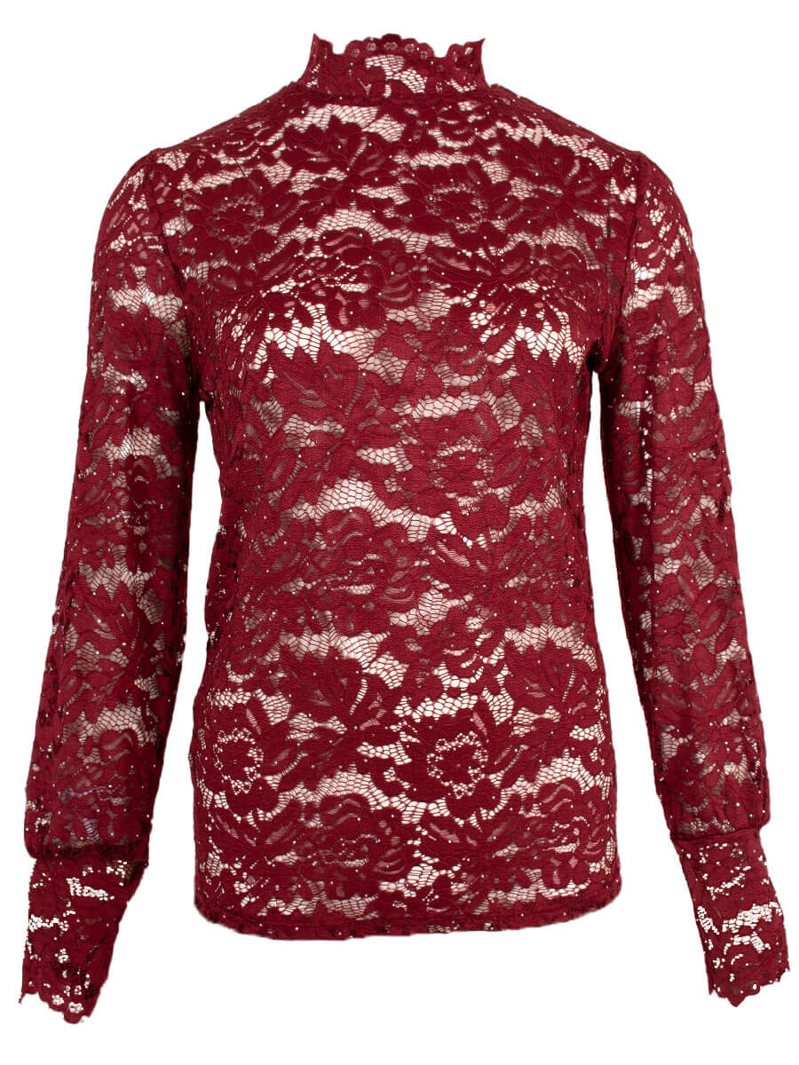 Bordeaux rode kanten top lange mouw Azzurro 1 Bordeaux rode kanten top lange mouw Azzurro