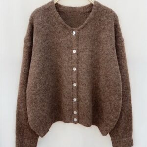 Bruin gebreid dames vestje Stylefever