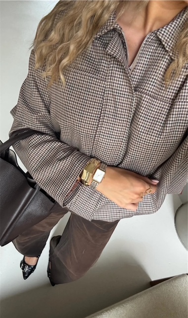 Bruin geruit bomberjasje 1 Bruin geruit bomberjasje Stylefever