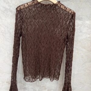 Bruine kanten top lange mouw Stylefever