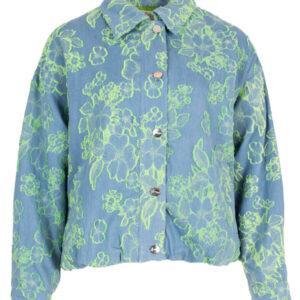 Blauw damesjasje met bloemenprint Azzurro mode