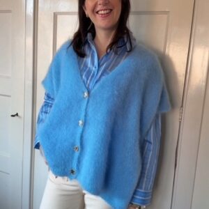 Blauw mohair vest korte mouw Stylefever