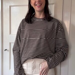 Bruin wit gestreept shirt Azzurro