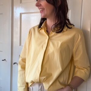 Alternative view of Gele basic damesblouse katoen