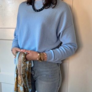 Lichtblauw gebreide damestrui lange mouw Stylefever