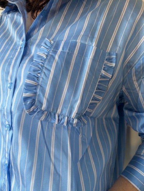 Blauwe streepjes blouse Azzurro 2 Streepjesblouse blauw Azzurro