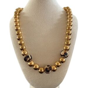 Goudkleurige kralenketting panterprint