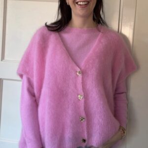 Online dames boutique met hippe en betaalbare damesmode & accessoires 4 Roze gebreid mohair vestje - spencer Stylefever boutique