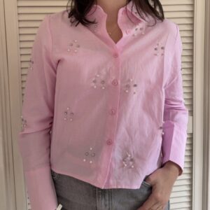 Online dames boutique met hippe en betaalbare damesmode & accessoires 15 Alternative view of Roze damesblouse met parels Azzurro mode