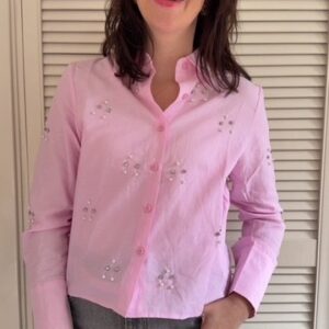 Roze damesblouse met parels Azzurro mode