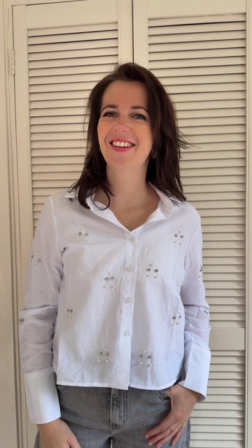 Witte damesblouse parels Azzurro mode 1 Witte damesblouse parels Azzurro mode Stylefever