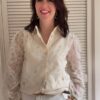 Beige damesblouse geborduurde bloemen Azzurro