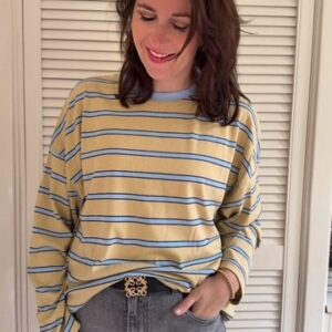 Blauw geel gestreept shirt Azzurro mode