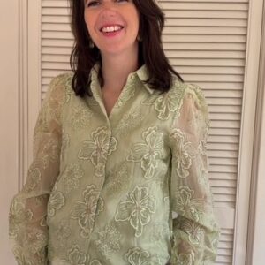 Groene damesblouse bloemenprint Azzurro