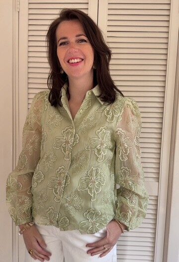 Groene damesblouse bloemenprint Azzurro 1 Groene damesblouse bloemenprint Azzurro