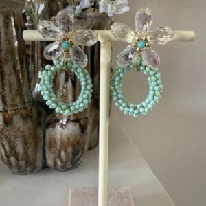 Mint groene bloem oorbellen Stylefever