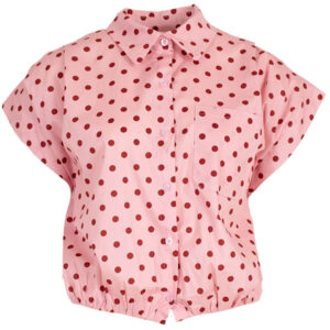 Roze blouse korte mouw met stippen Azzurro Mode