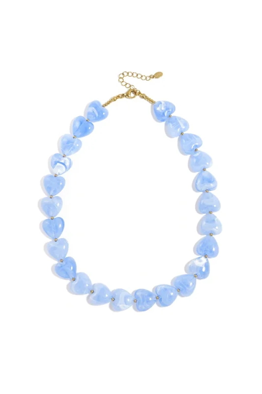 Blauwe hartjes kralen ketting Stylefever
