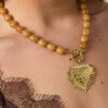 Lichtbruine kralen ketting met hart 5 Bruine kralenketting met hartje Stylefever
